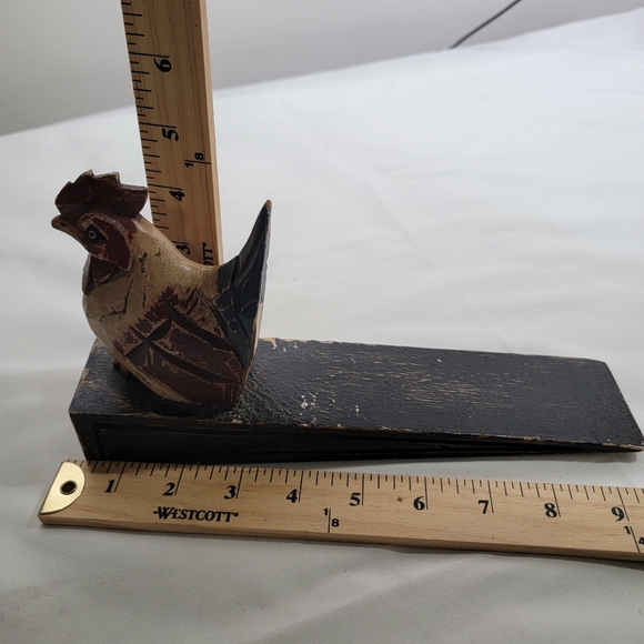 Vintage Rooster Wooden Door Stopper. - Picture 3 of 7